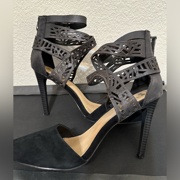 JOE’S JEANS Norman Laser Cut Suede/Leather High Heels Size 8 *CALL OUT* - Picture 5 of 11